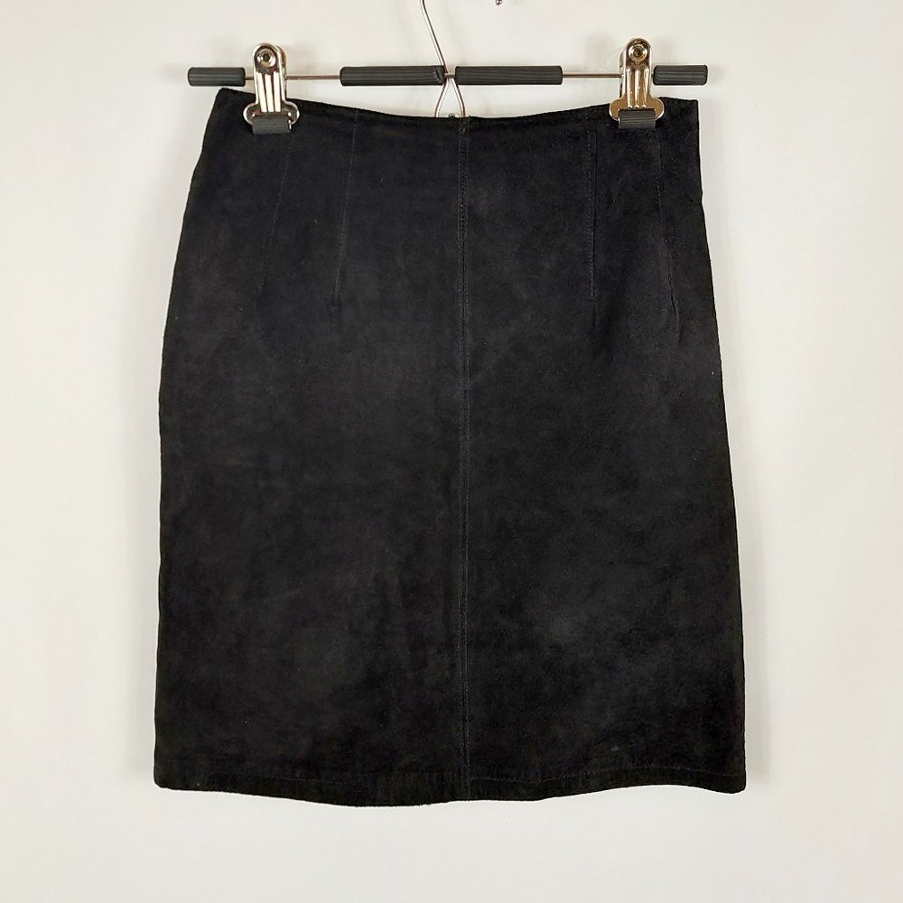 The Limited Black 100% Leather-Suede Skirt
